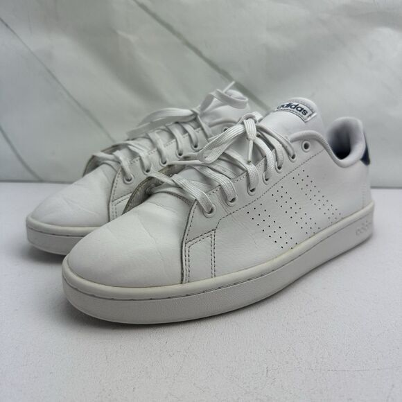 Adidas Advantage Mens 10.5 White Blue Athletic Walking Leather Shoes Sneakers main image 14